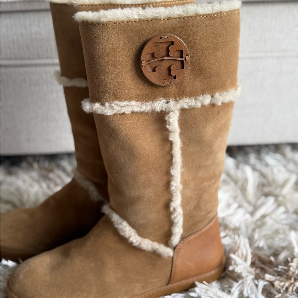 Tory Burch Suede Shearling Tan Winter Boots
